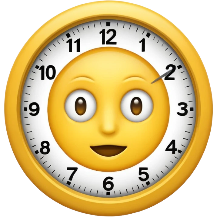 A yellow emoji that has the sight clock it emoji