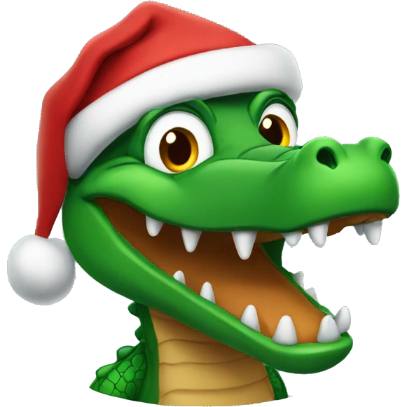 Gator in Santa hat emoji