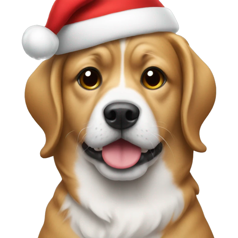 Dog wearing Santa hat emoji