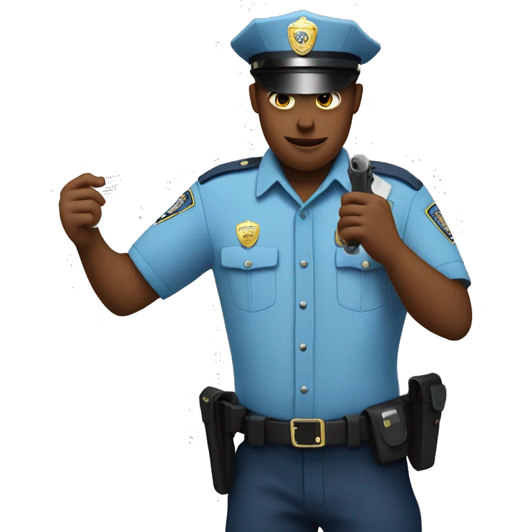 police officer in light blue uniform issuing ticket for teen drinking emoji