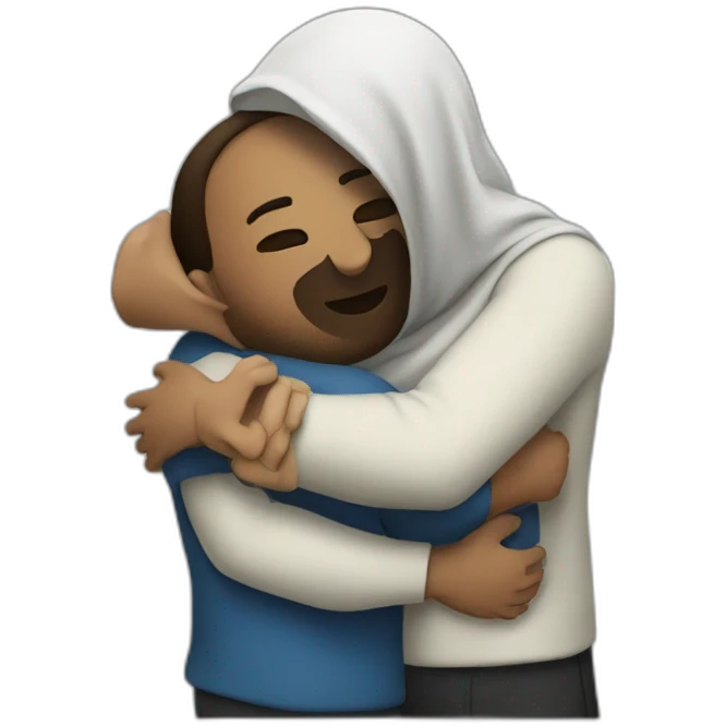 A hebrew hugging a Palestinian emoji