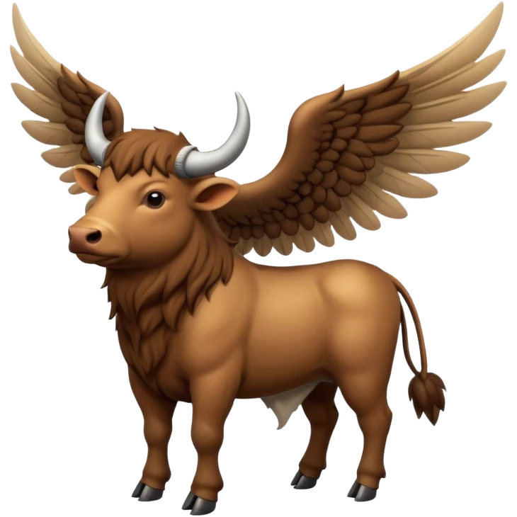 4 legged winged ox emoji light brown body visible too with wings on back emoji