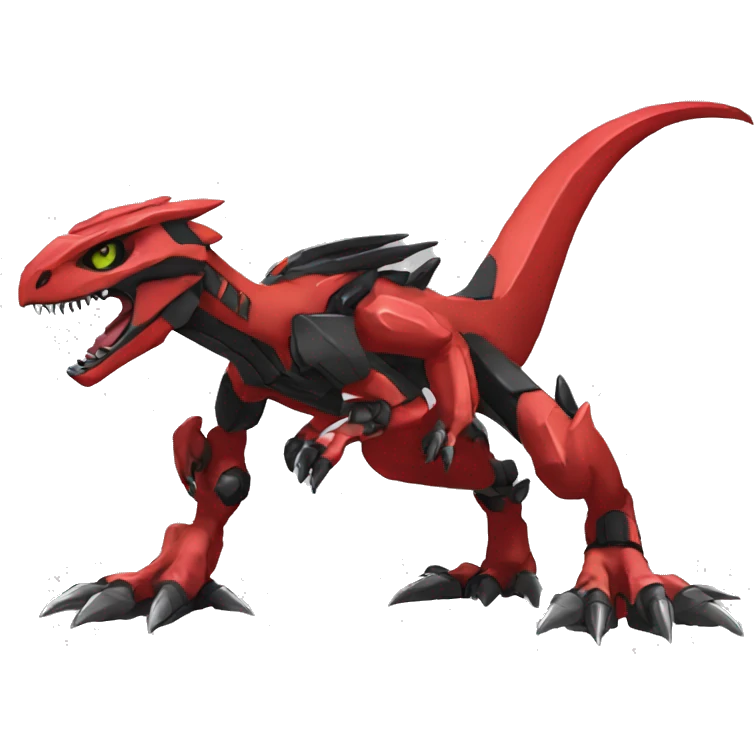  Cool Edgy Black Red Digimon-Fakemon-Guilmon-Velociraptor-Dragon-Mecha full body emoji