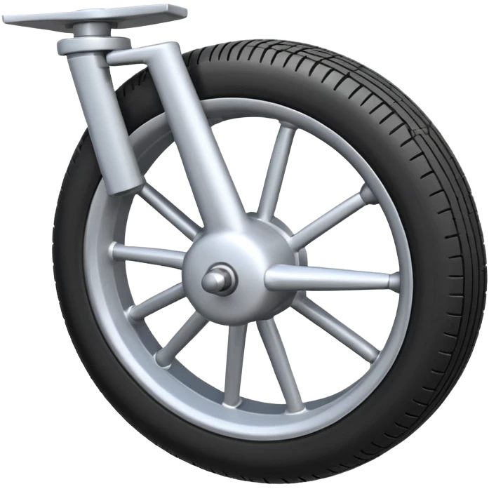Emoji-style aircraft landing gear with a single wheel and strut, simplified design, clean lines, cartoon-like, isolated on white background, minimal shading emoji