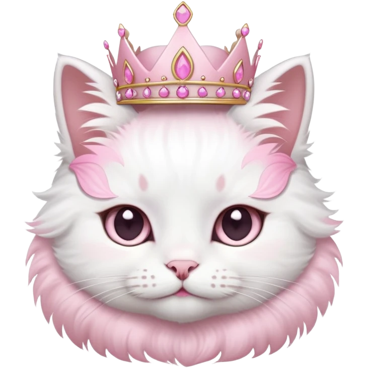 White cat with pink tiara on head emoji
