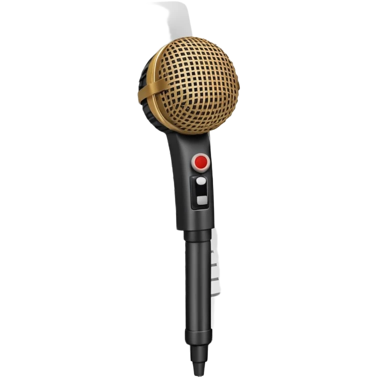 minimalist, flat iconography design; suitable to be used as an emoji/reaction in chat: a document with a folded corner and horizontal lines, outlined in a brick pattern. At the top center of the document is an icon indicating ai. In front of the document a microphone icon emoji