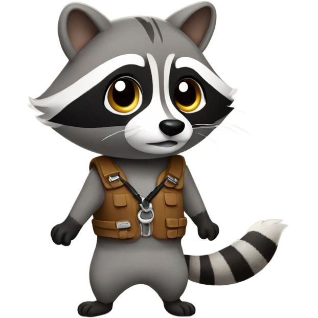 Raccoon on a walk with a leash emoji