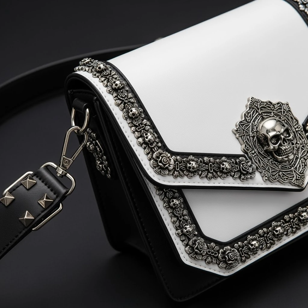 Back white gothic purse without background emoji