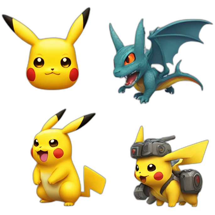 dracaufeu et pikachu emoji