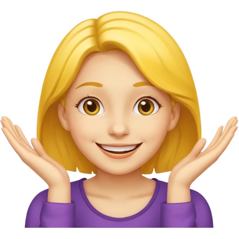 yellow smiling face girl with both hands under chin flipped emoji