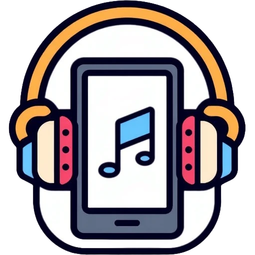 Music icon with headphones, smartphone, and "2010" text emoji