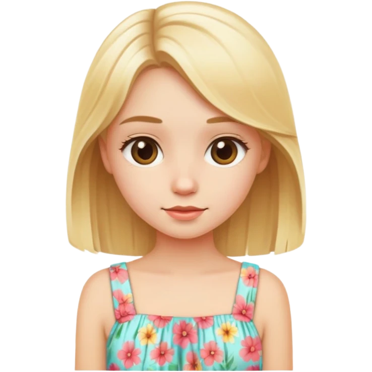 cute blonde girl wearing summer dress  emoji