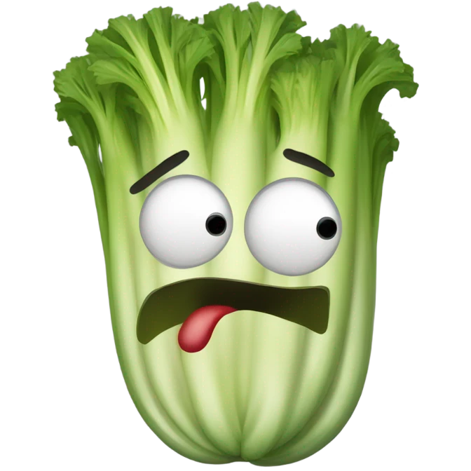 Celery with an angry face emoji