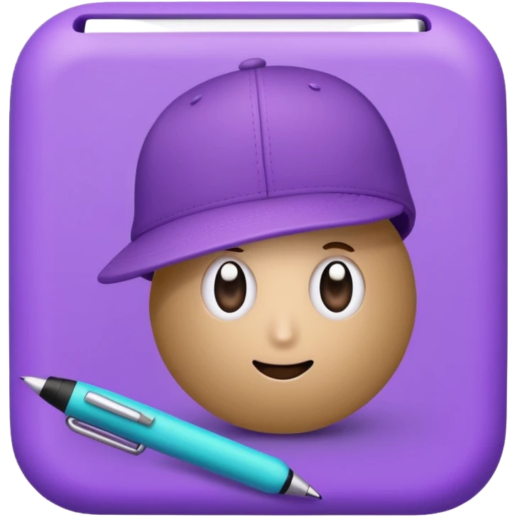 A plastic brown ball cap and the long rectangle purple. (With a pen) And looks like a BFDI style emoji