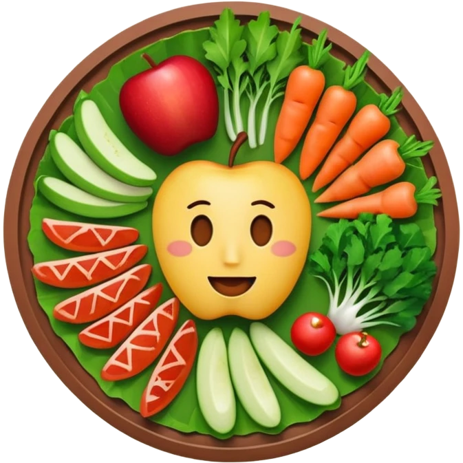 minimalist iOS style Apple emoji of a top view pierade with vegetables and pieces of meat emoji