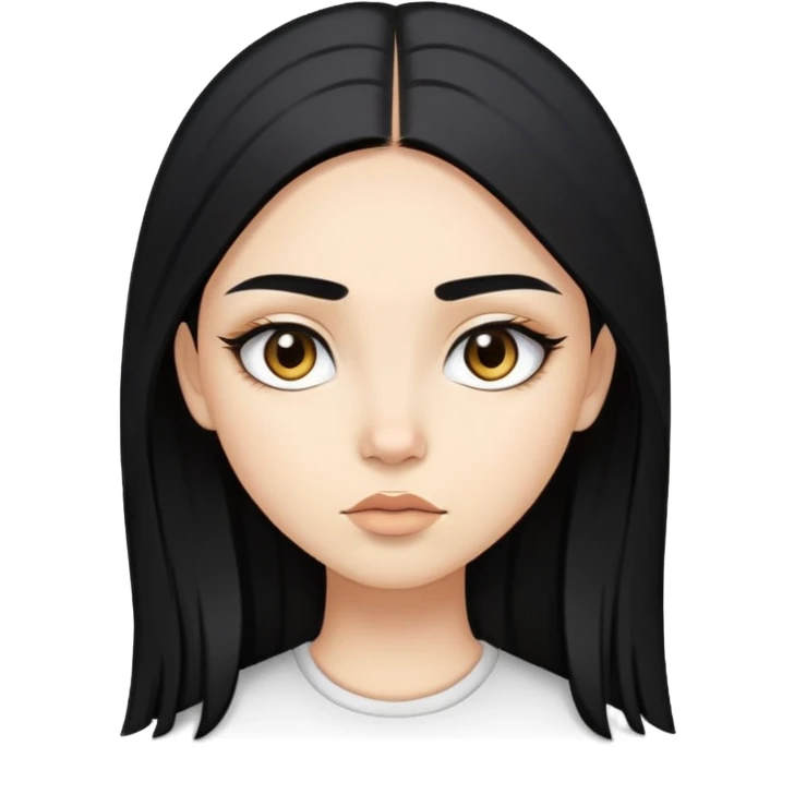 girl with light skin, long straight black hair, choni eyebrows, slanted eyes emoji