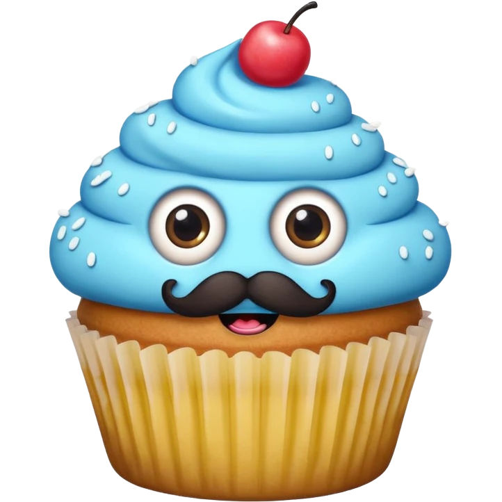 mustached cupcake big eyes emoji
