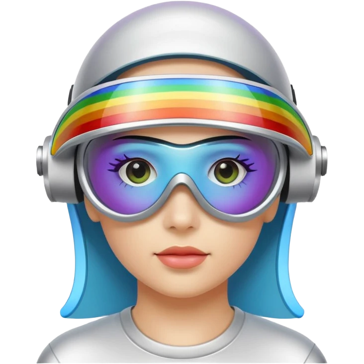silver simulation rainbow visor goggles emoji