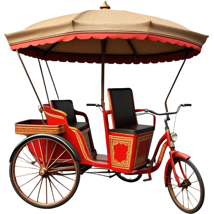 ​Cinematic Realistic Cyclo Rickshaw, depicted as a classic manually operated tricycle-style rickshaw with a simple, rustic design and intricate details, rendered with realistic textures and natural urban lighting that captures its cultural charm and timeless functionality, emoji