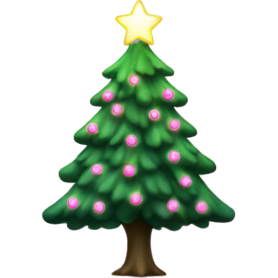 Green New year tree with pink lights emoji