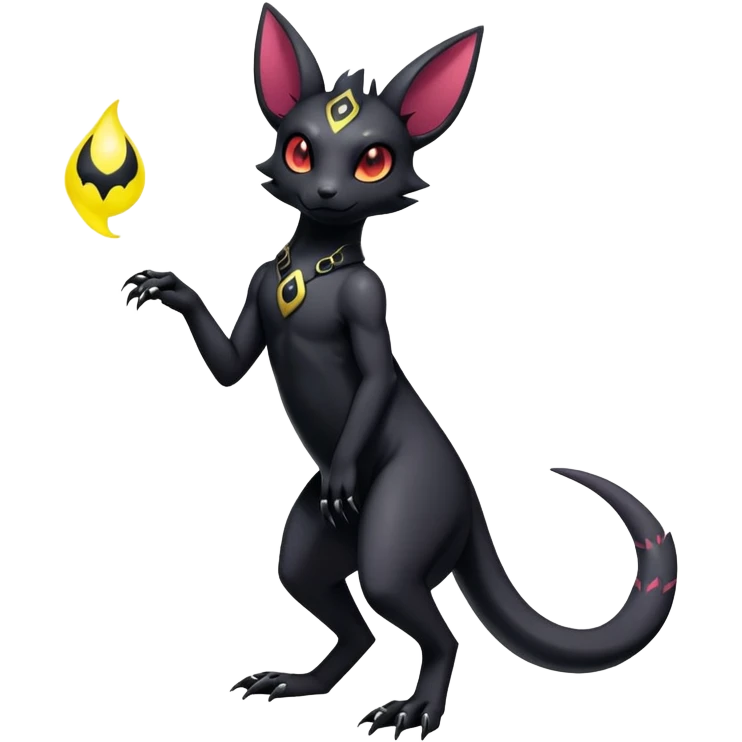 Shiny Dark Edgy Gothic Gloomy Futuristic Salandit-Umbreon-Delcatty-Hybrid (Full body) emoji