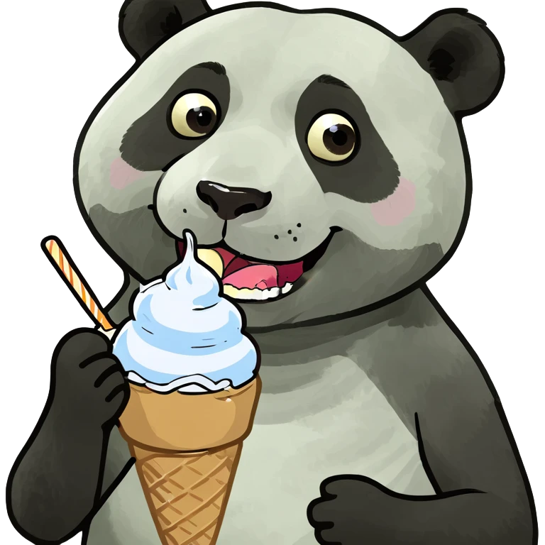 Panda eating ice cream emoji