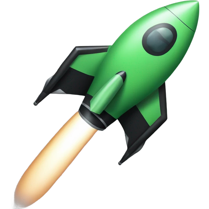 green and black rocket ship emoji