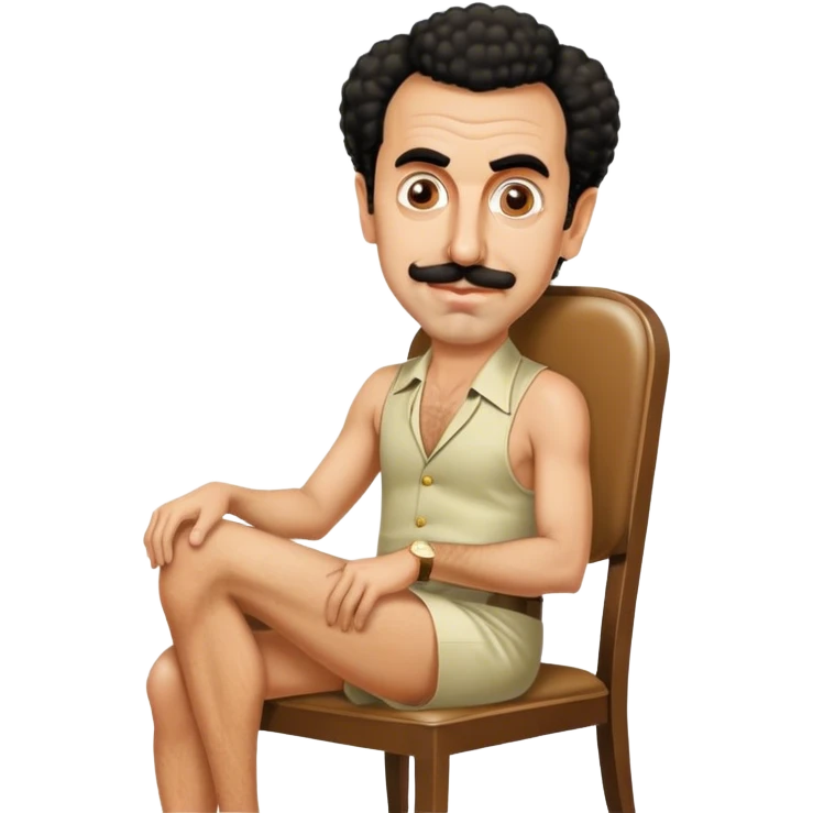 Borat sitting on dining chair emoji
