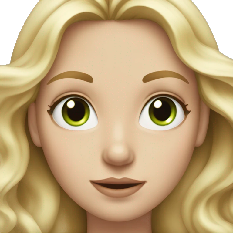 A white blonde girl with tight waves and green eyes and slight acne emoji
