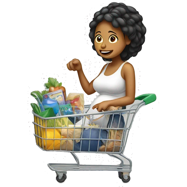 a pregnant women riding a shopping cart emoji