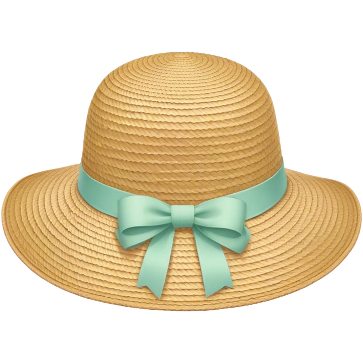 A woven sun hat with a pastel ribbon emoji