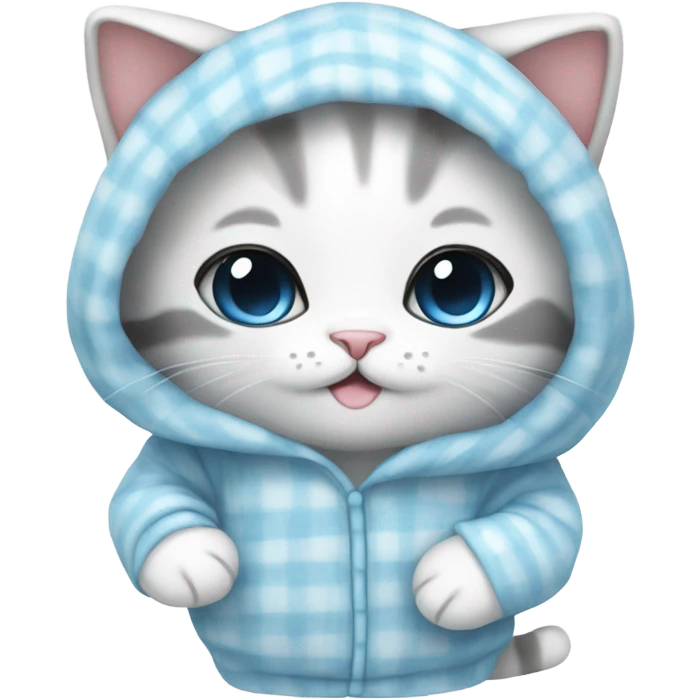 cutest cat with pajamas cute sweet soft blue and white emoji