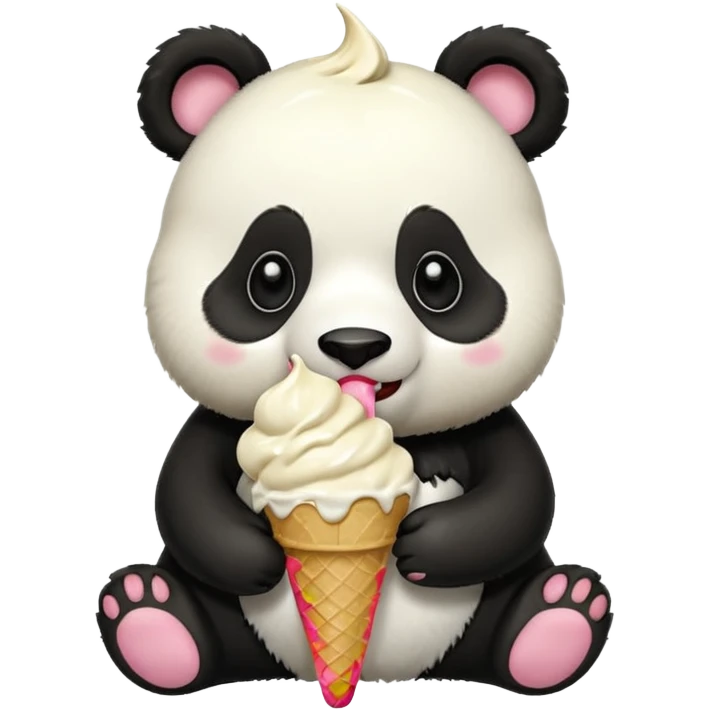 Panda eating ice cream emoji