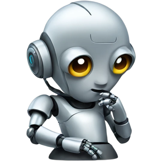 cute robot in the pose of a thinker emoji
