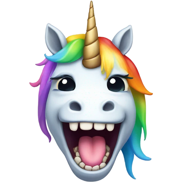 Ugly rainbow unicorn with bad teeth  emoji