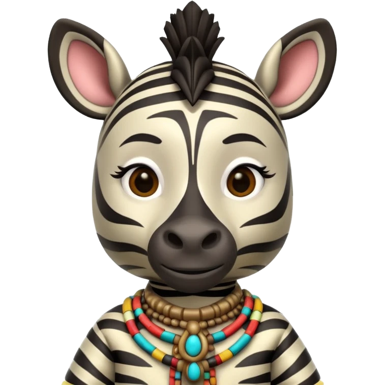 a-3d-cartoon-african-zebra-from-the-1800s-wearing-traditional-african-tribal-clothing,-calm-expression,-natural-background,-memoji-style-realism. emoji