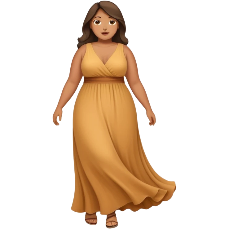 A plus sized woman in a maxi dress emoji
