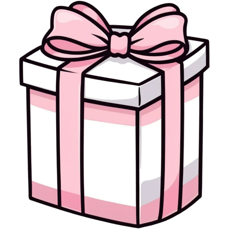 cute pink pastel gift box with ribbon, baby pink color emoji