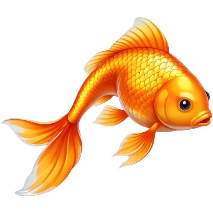 Goldfish with orange body and flowing tail emoji