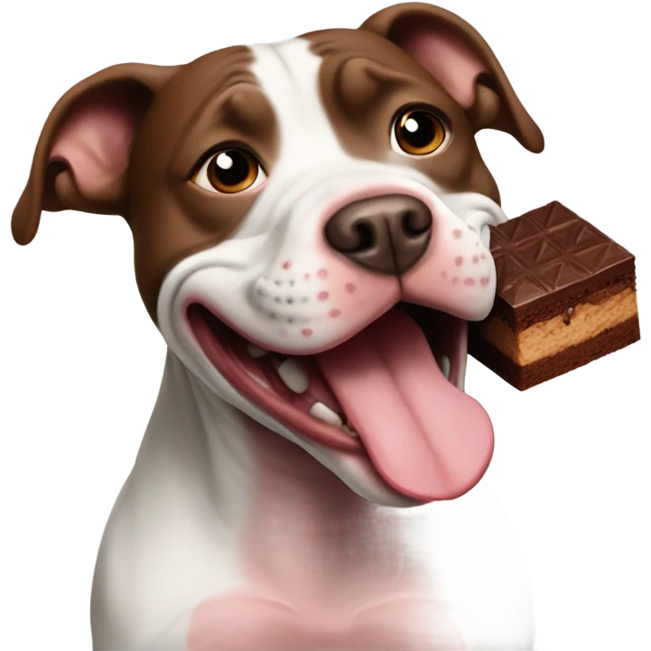 Pitbull eating a brownie emoji