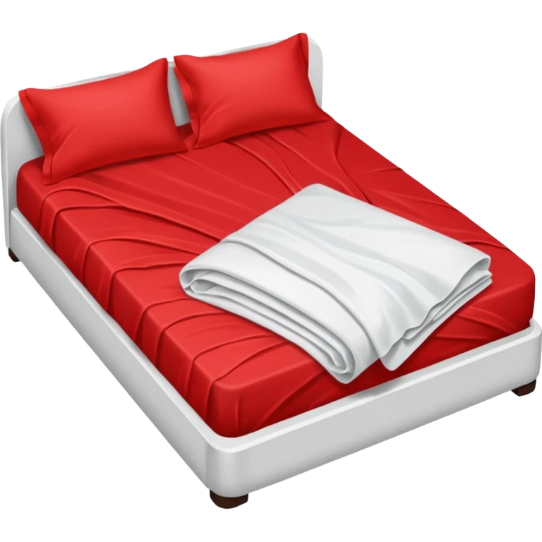 Bed with red sheets with and white liquid spilled on it and tossed sheets   emoji