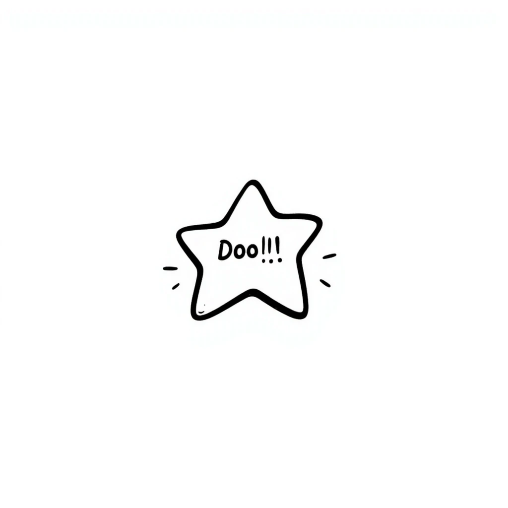 star-shaped sticky note with handwritten text emoji