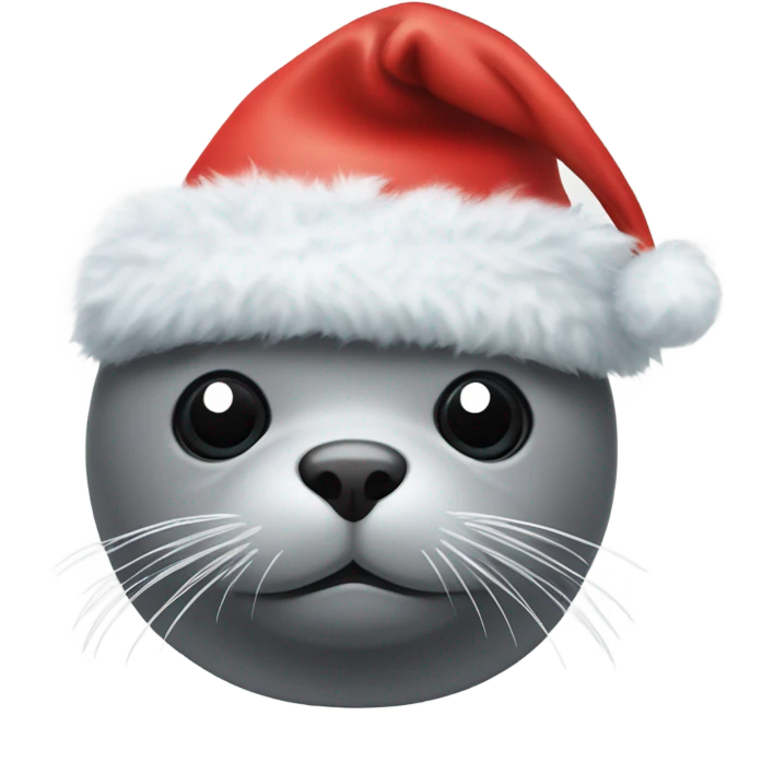 Seal wearing a christmas hat emoji