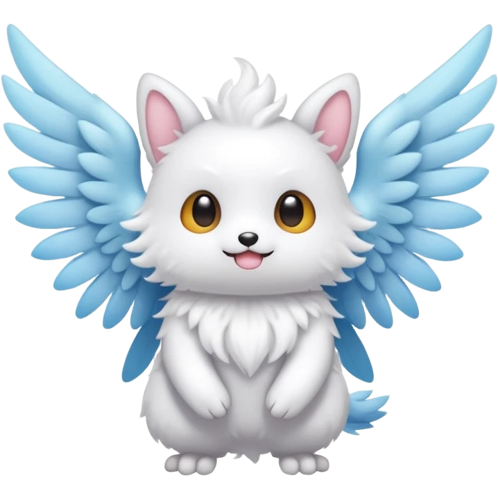 White furry cute kawaii winged Fakémon-creature (full body) emoji