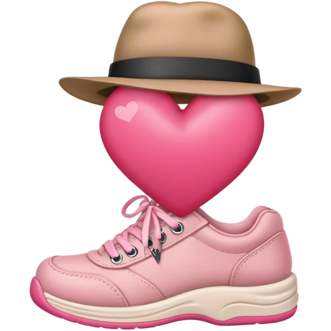 pink heart with shoos and a hat emoji