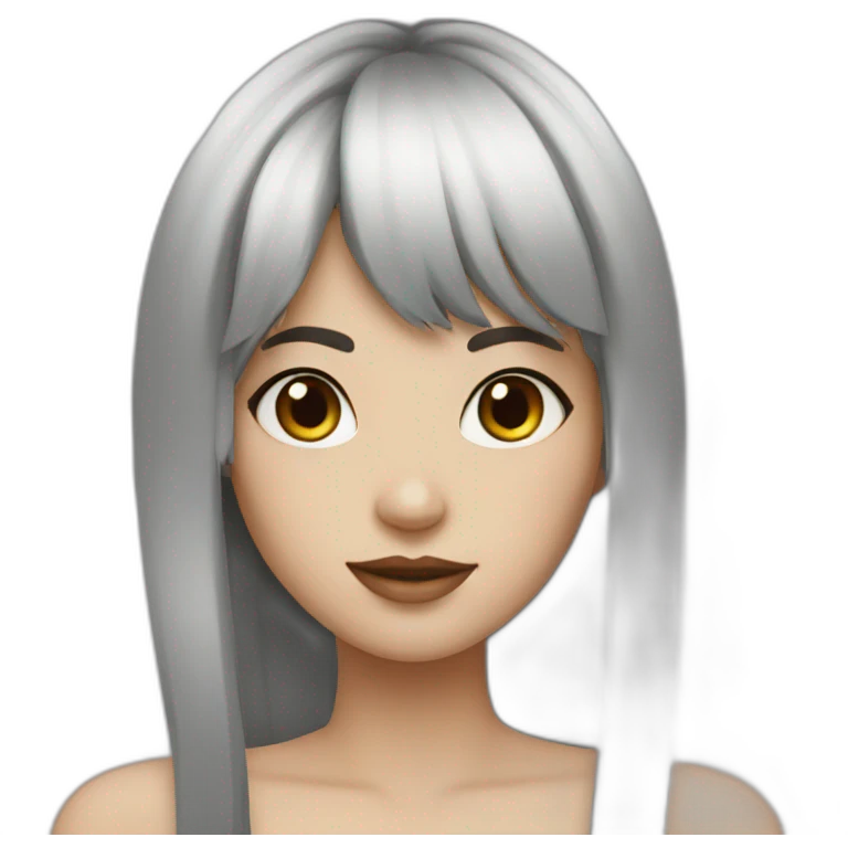 girl dark hair with white bangs love emoji