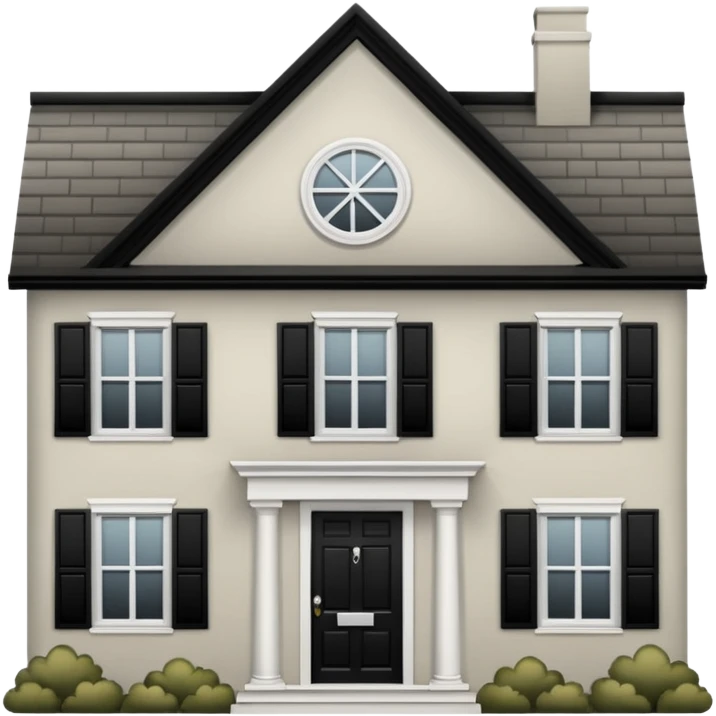 greige colonial house with black shutters and black front door emoji