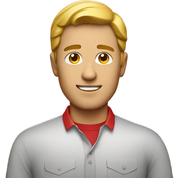 Man in red shirt indoors emoji
