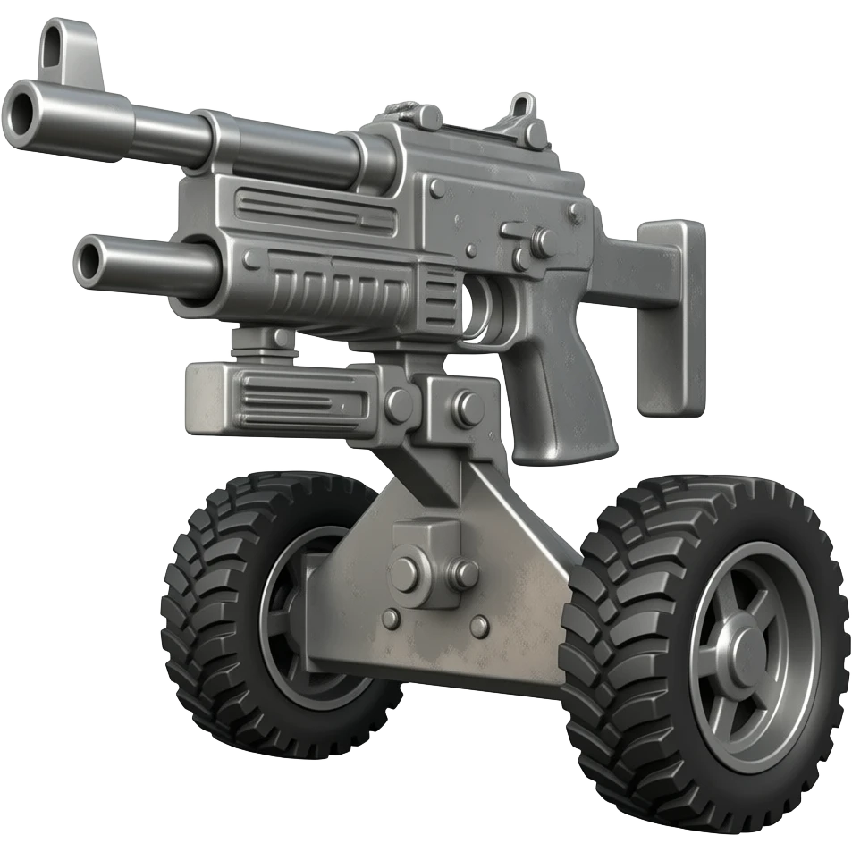 rusty gun machine on wheels emoji