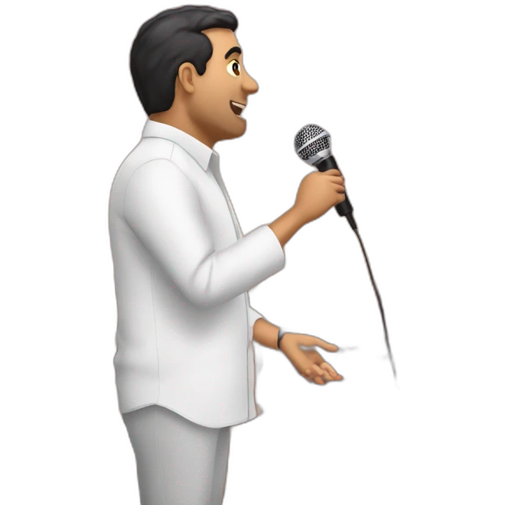 Rajiv talreja throwing a mic on audience emoji